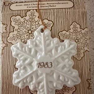 Avon White Ceramic Snowflake Ornament 1983